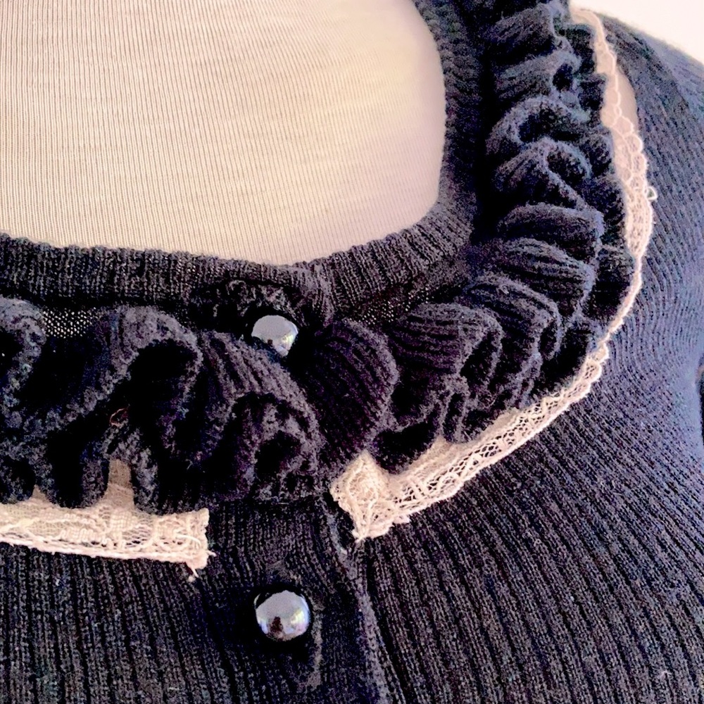 Y2k ALANNAH HILL 100% merino Cardigan with silk ties SIZE 6 - Picture 3 of 15